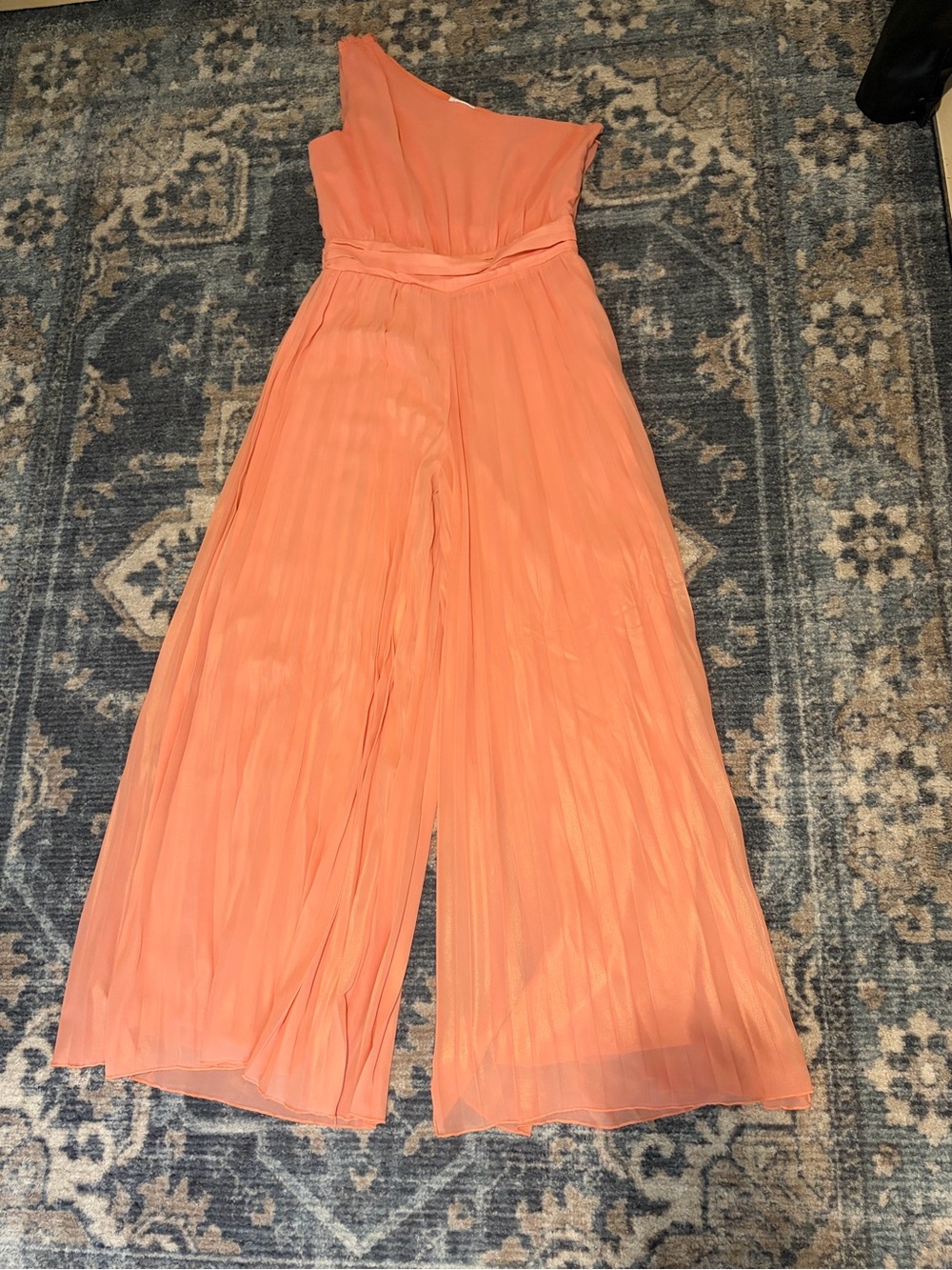VENUS One-Shoulder Peach Wide-Leg Jumpsuit